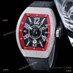 Luxury Franck Muller Vanguard Racing v45 Iced Out Watch Black Red Dial with Diamond Arabic